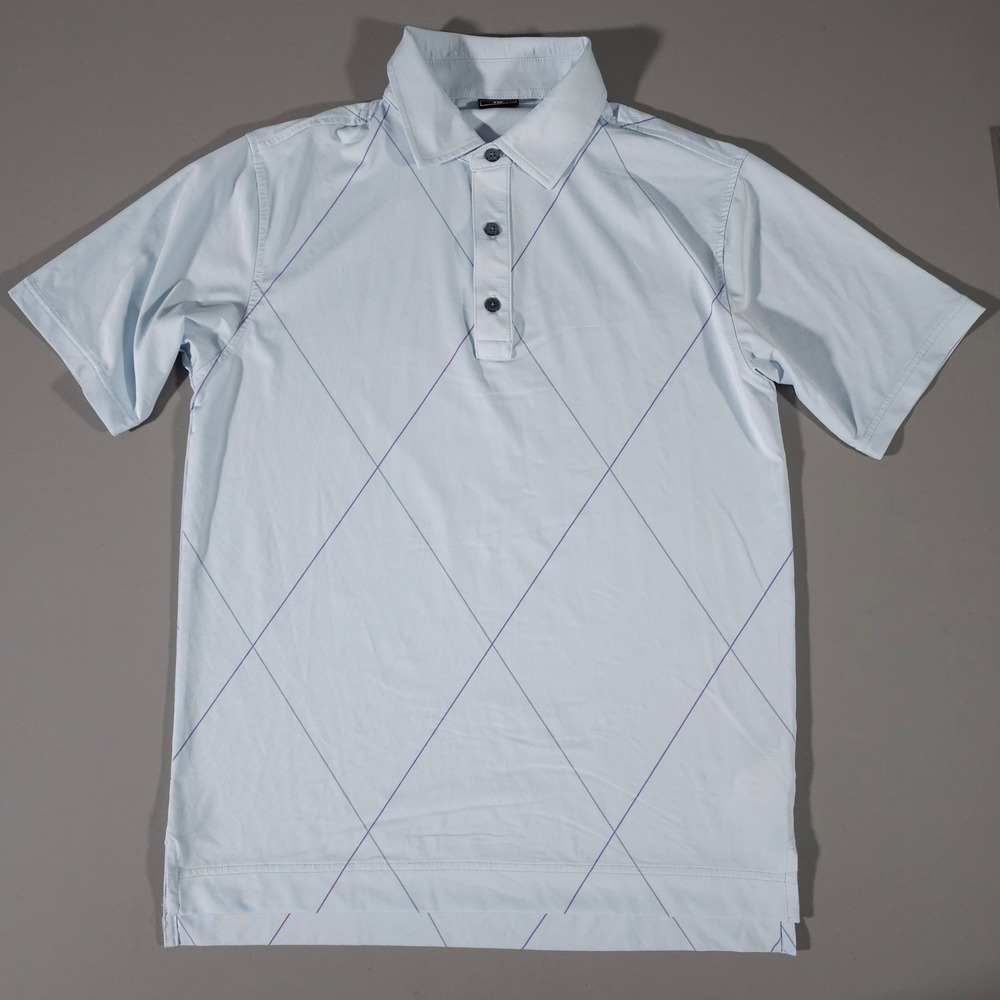 FootJoy Golf Polo Mens S Light Blue Purple Diamond Grid Performance Shirt